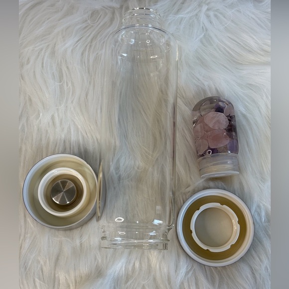 Crystal Infused Glass Water Bottle with Silver Lid - Picture 4 of 5